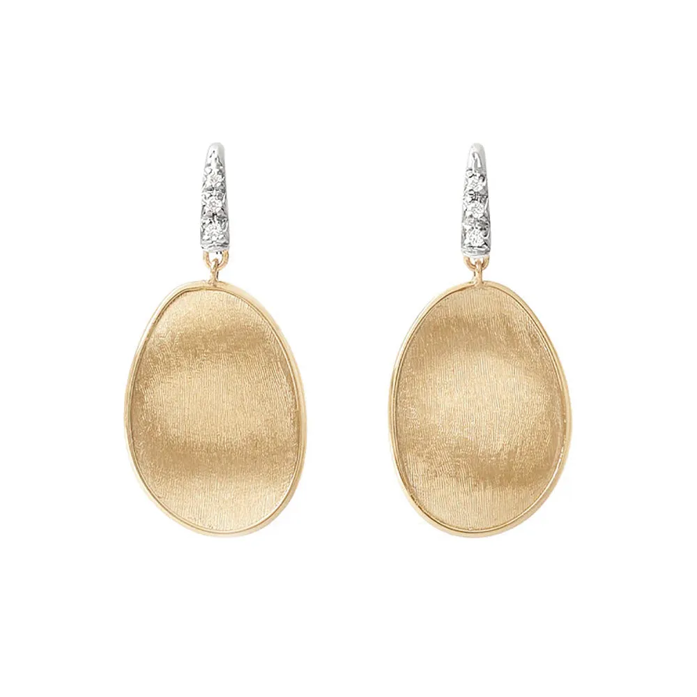 Marco Bicego Lunaria 18ct Yellow Gold 0.05ct Diamond Drop Earrings sold by Jura Watches