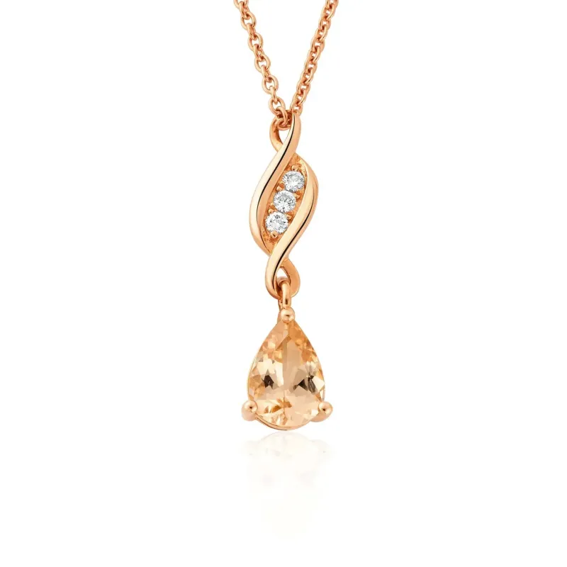 Clogau Past Present Future 1854 18ct Gold Diamond Morganite Necklace sold by Jura Watches