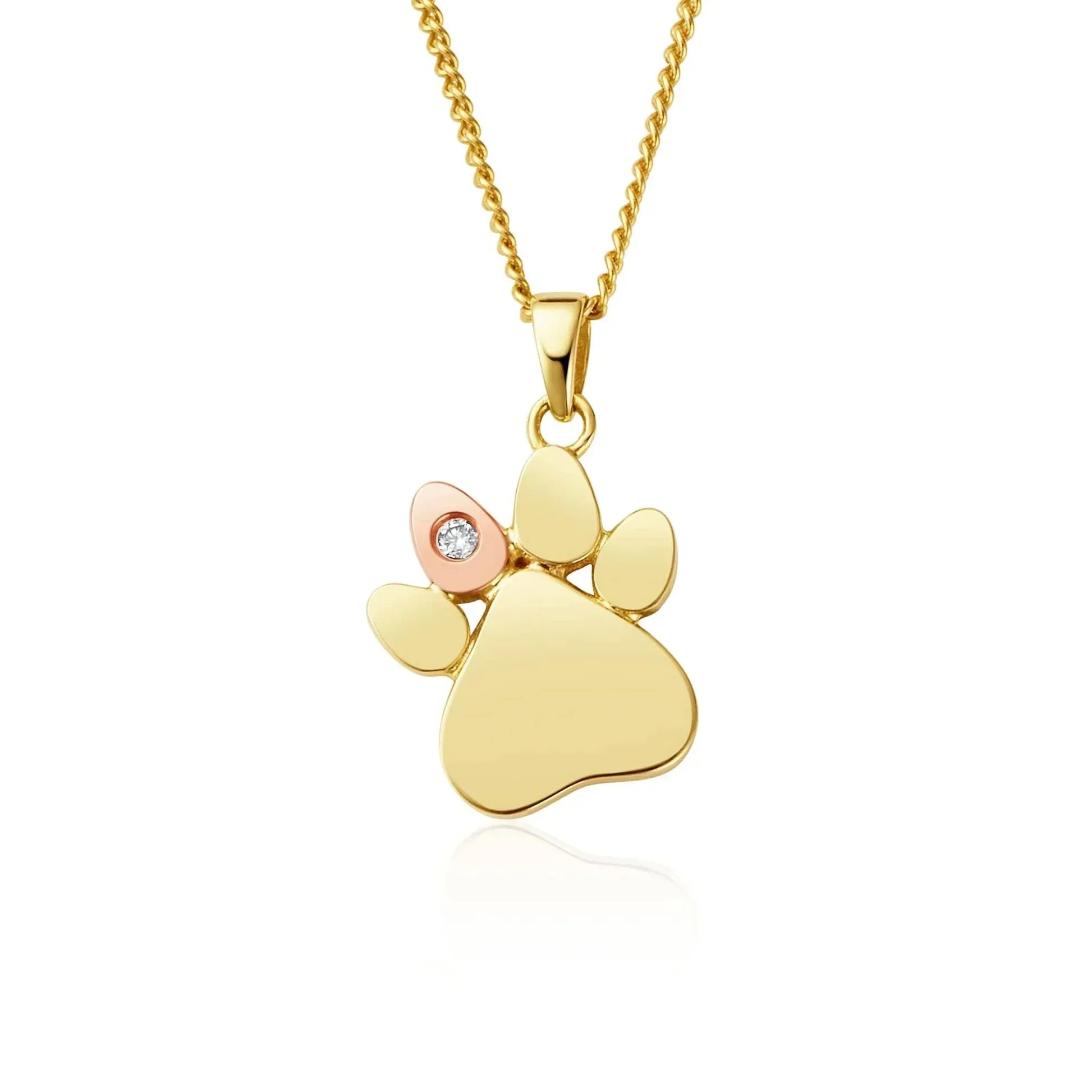 Clogau Paw Prints On My Heart 9ct Gold Diamond Necklace sold by Jura Watches