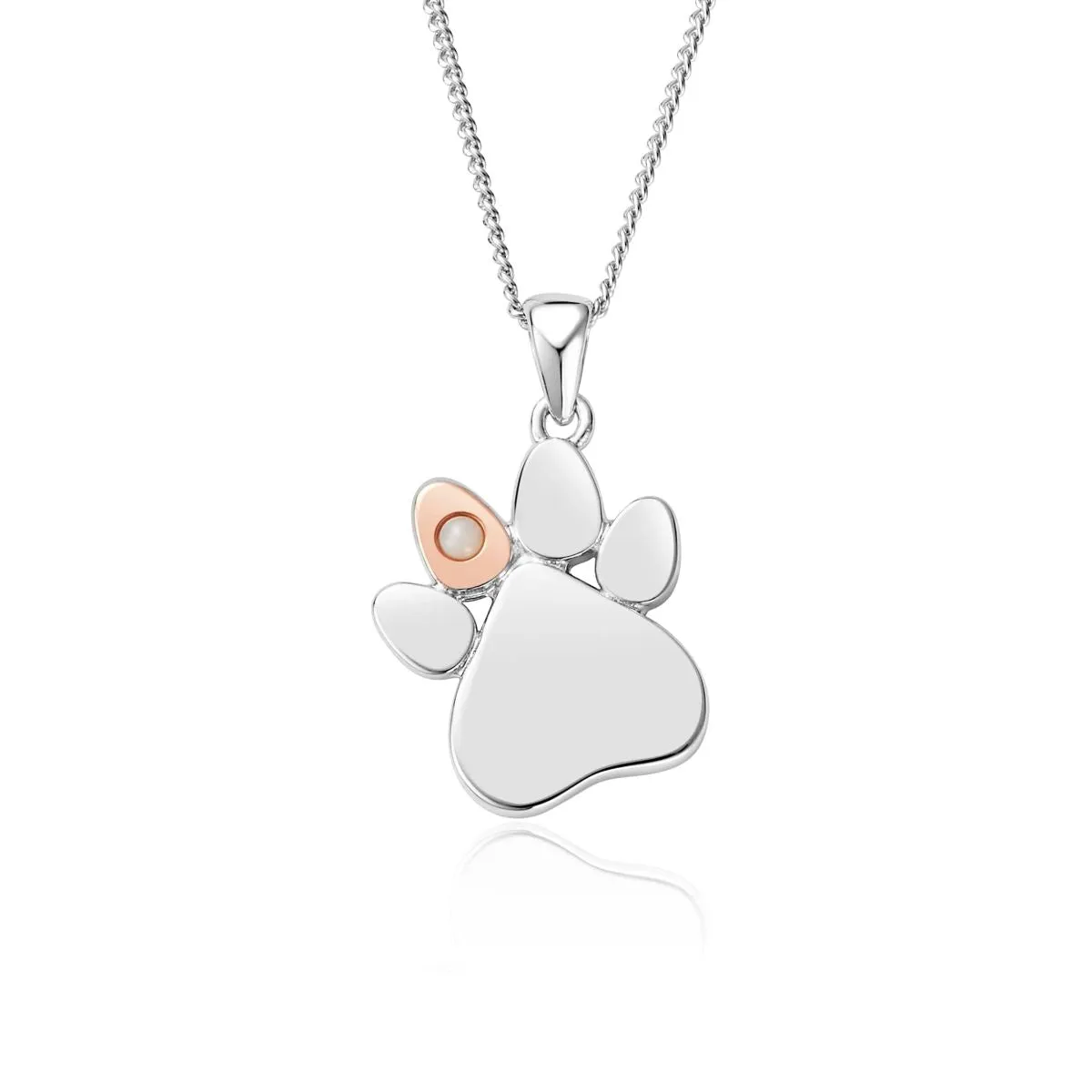 Clogau Paw Prints On My Heart Sterling Silver October Birthstone Opal Necklace sold by Jura Watches