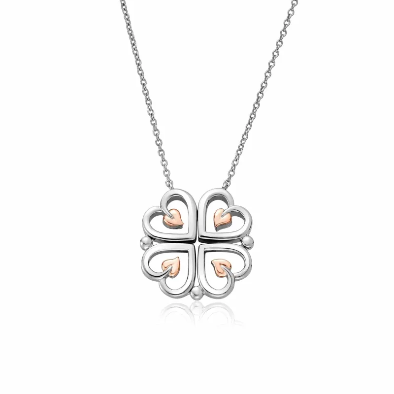 Clogau Tree Of Life Sterling Silver Heart Clover Necklace sold by Jura Watches