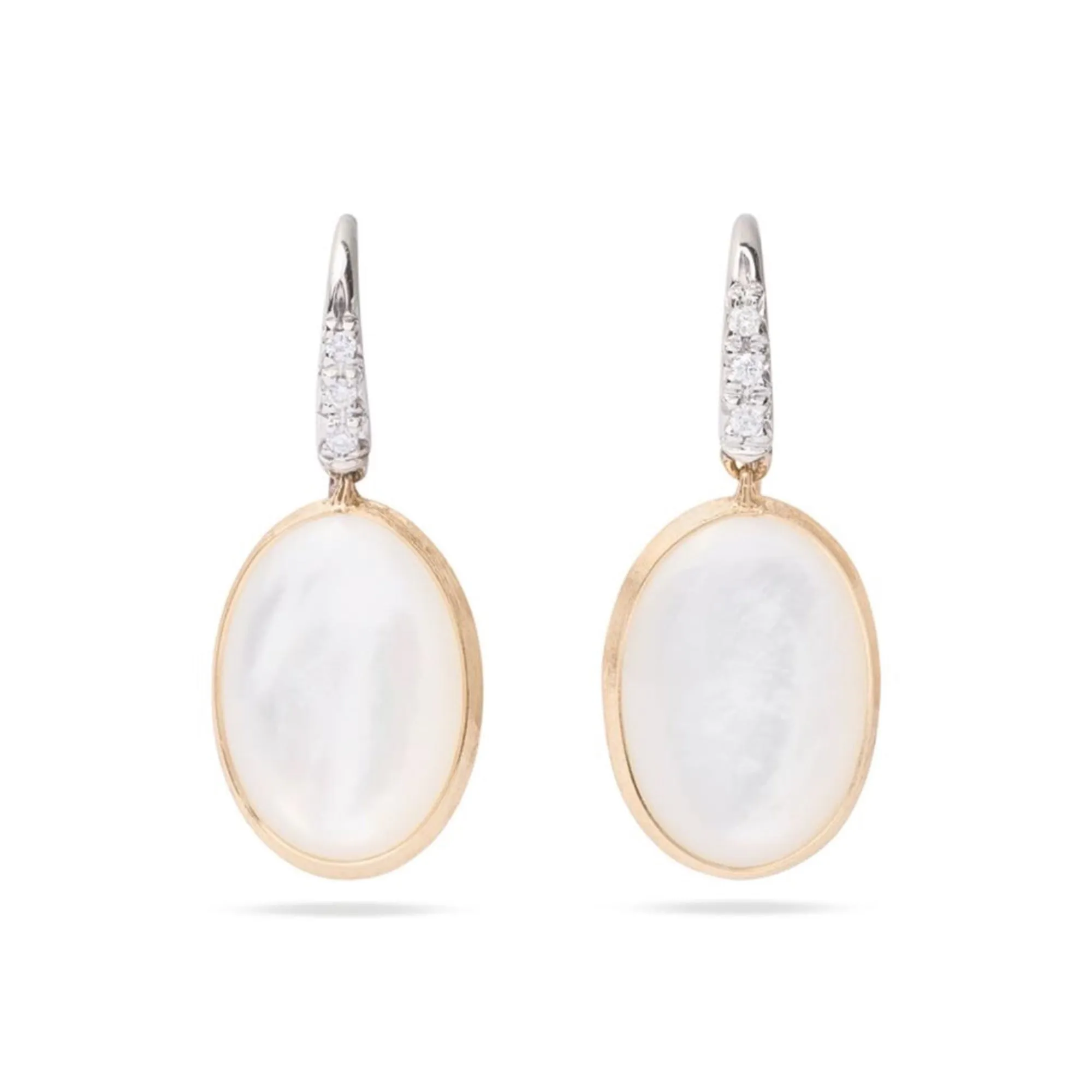 Marco Bicego Siviglia 18ct Yellow Gold Mother of Pearl Diamond Hook Earrings sold by Jura Watches