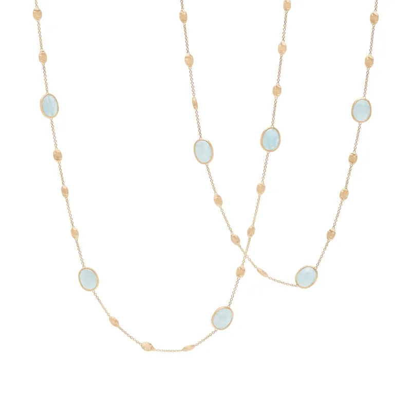 Marco Bicego Siviglia 18ct Yellow Gold Aquamarine Long Necklace sold by Jura Watches