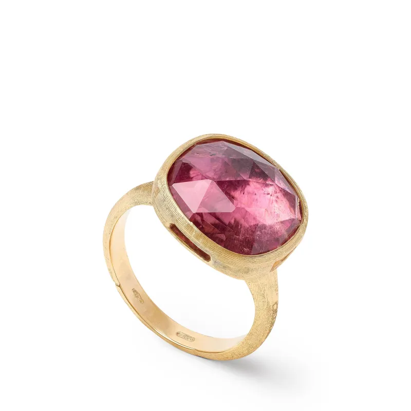Marco Bicego Jaipur 18ct Yellow Gold Pink Tourmaline Large Ring sold by Jura Watches