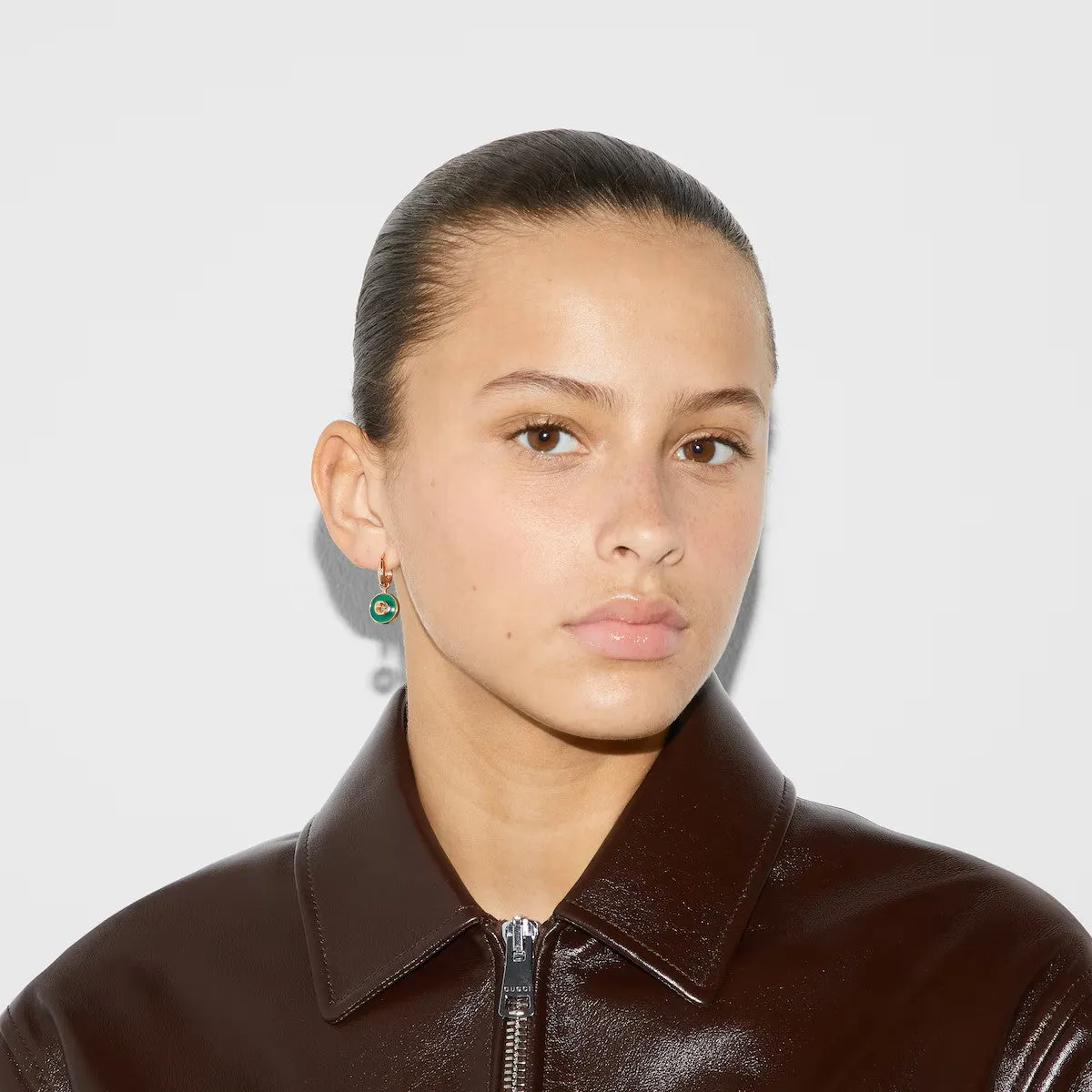 Gucci Interlocking 18ct Rose Gold Green Agate Hoop Earrings D sold by Jura Watches product image thumbnail 3