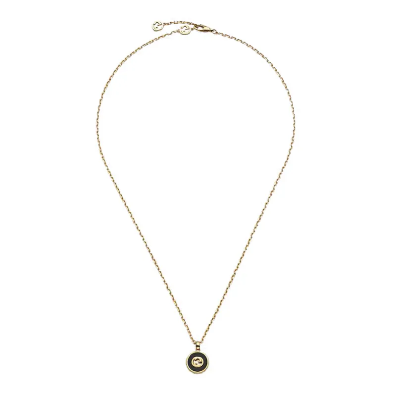 Gucci Interlocking 18ct Yellow Gold Black Onyx Necklace sold by Jura Watches