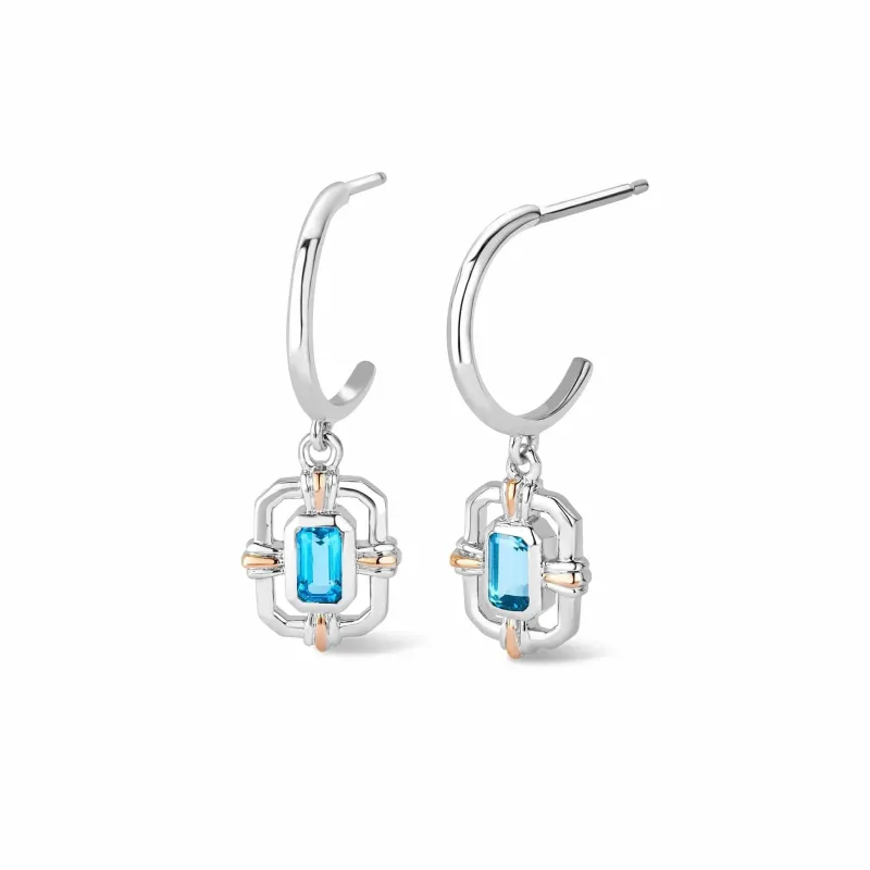 Clogau Enchanted Gateways Sterling Silver Swiss Blue Topaz Drop Earrings sold by Jura Watches