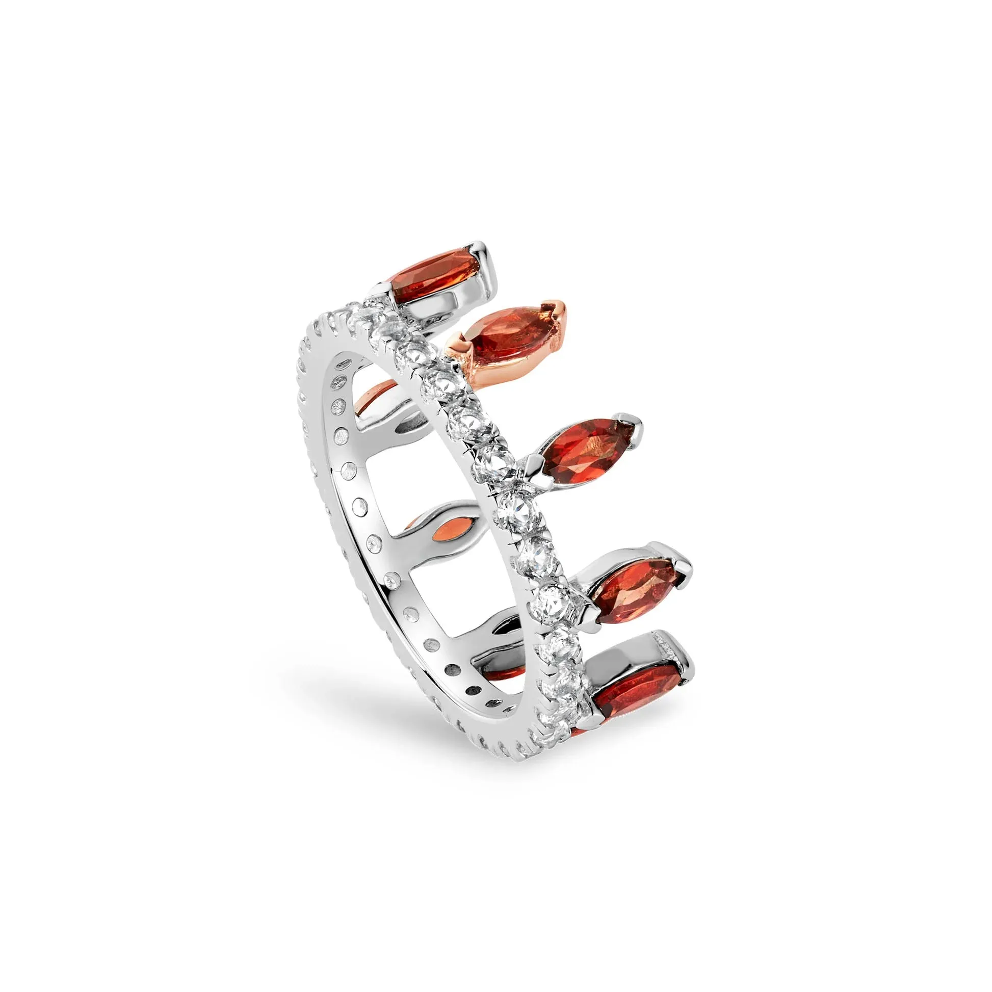 Clogau Celebration Crown Silver and Red Garnet Ring sold by Jura Watches