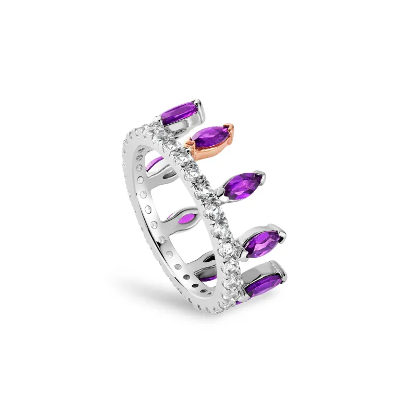 Clogau Celebration Crown Silver and Amethyst Ring sold by Jura Watches
