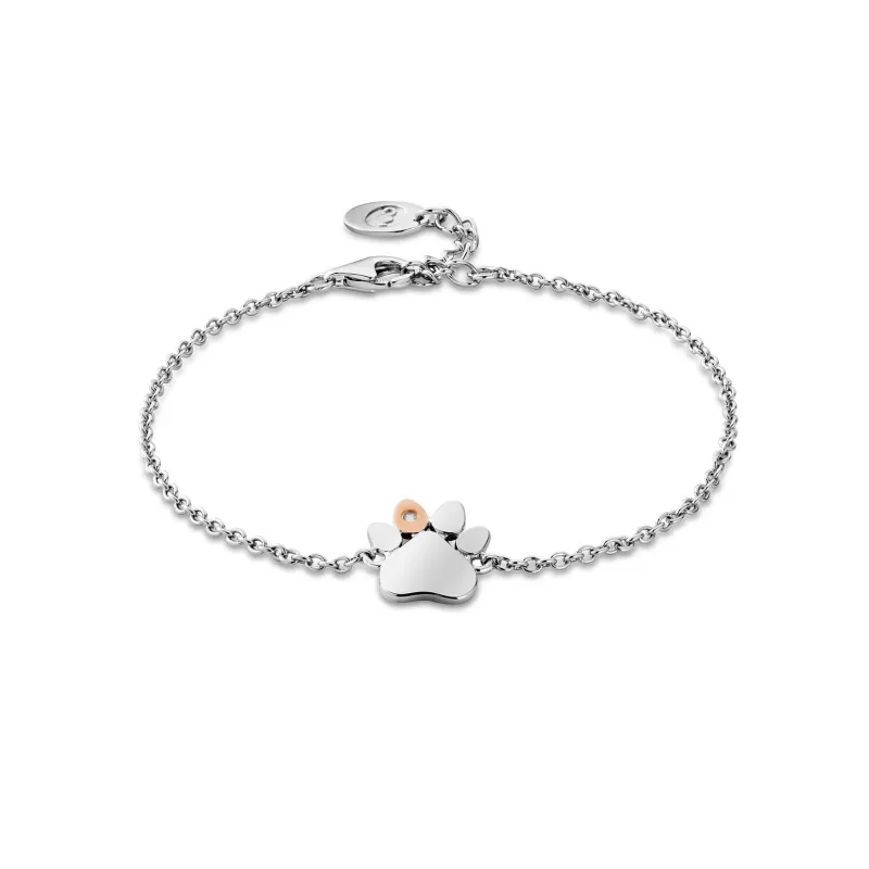 Clogau Paw Prints on My Heart Silver Single Paw Bracelet sold by Jura Watches