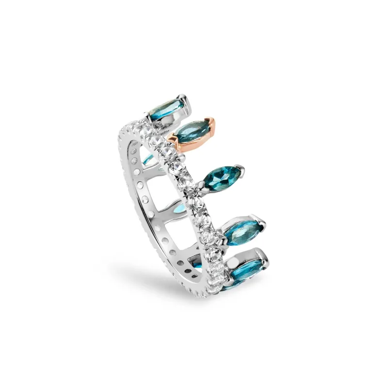 Clogau Celebration Crown Silver and London Blue Topaz Ring sold by Jura Watches