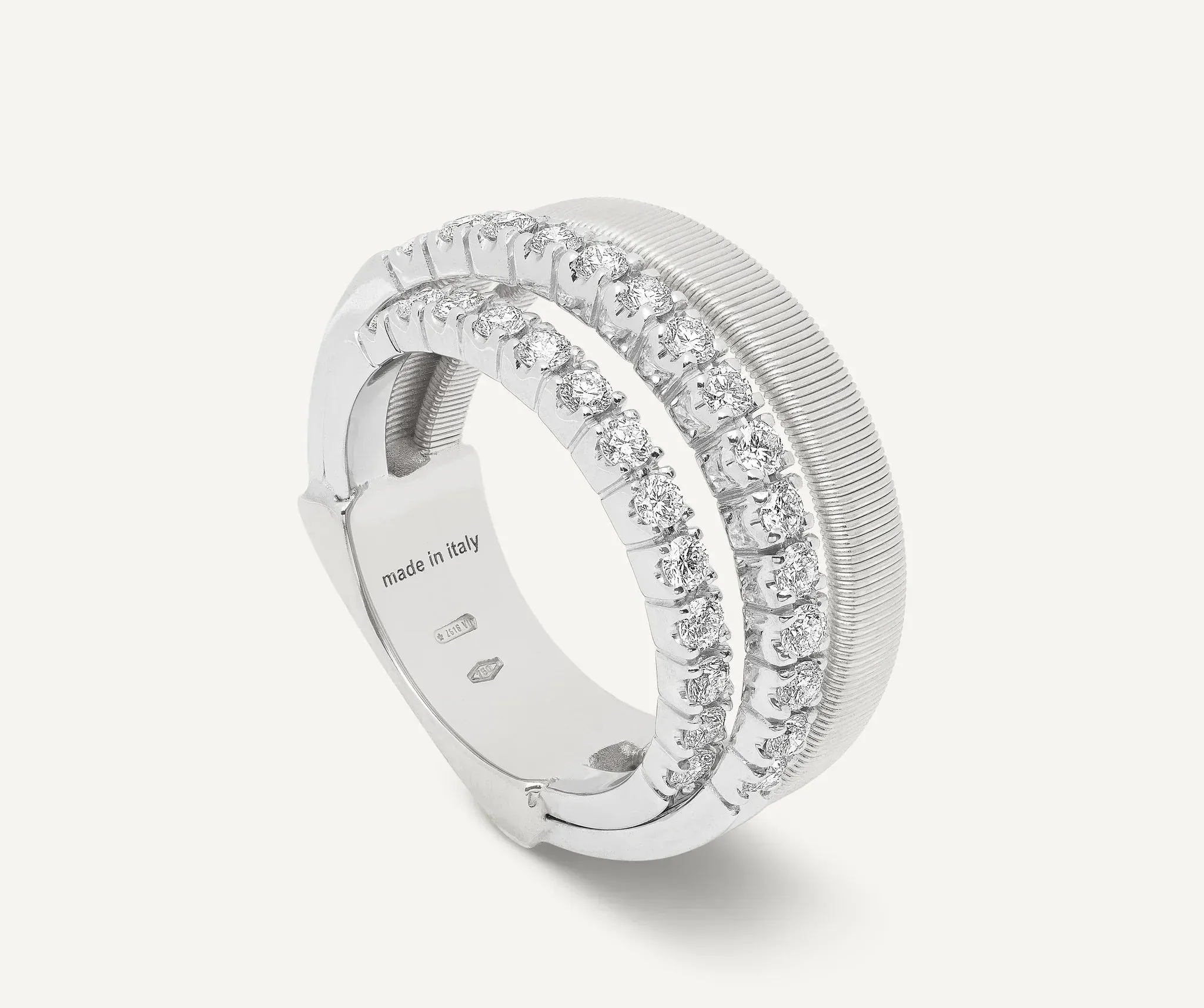 Marco Bicego Masai 18ct White Gold Coil 0.70ct Diamond Ring sold by Jura Watches