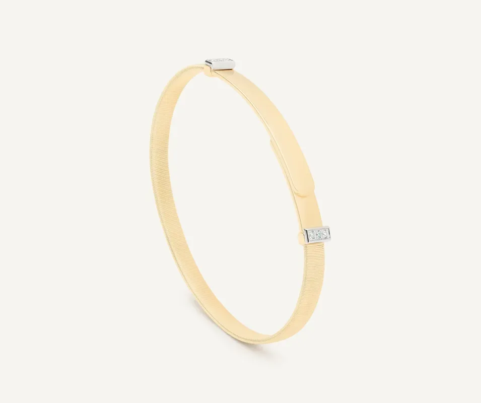 Marco Bicego Masai 18ct Yellow Gold Thin Coil 0.06ct Diamond Bangle sold by Jura Watches