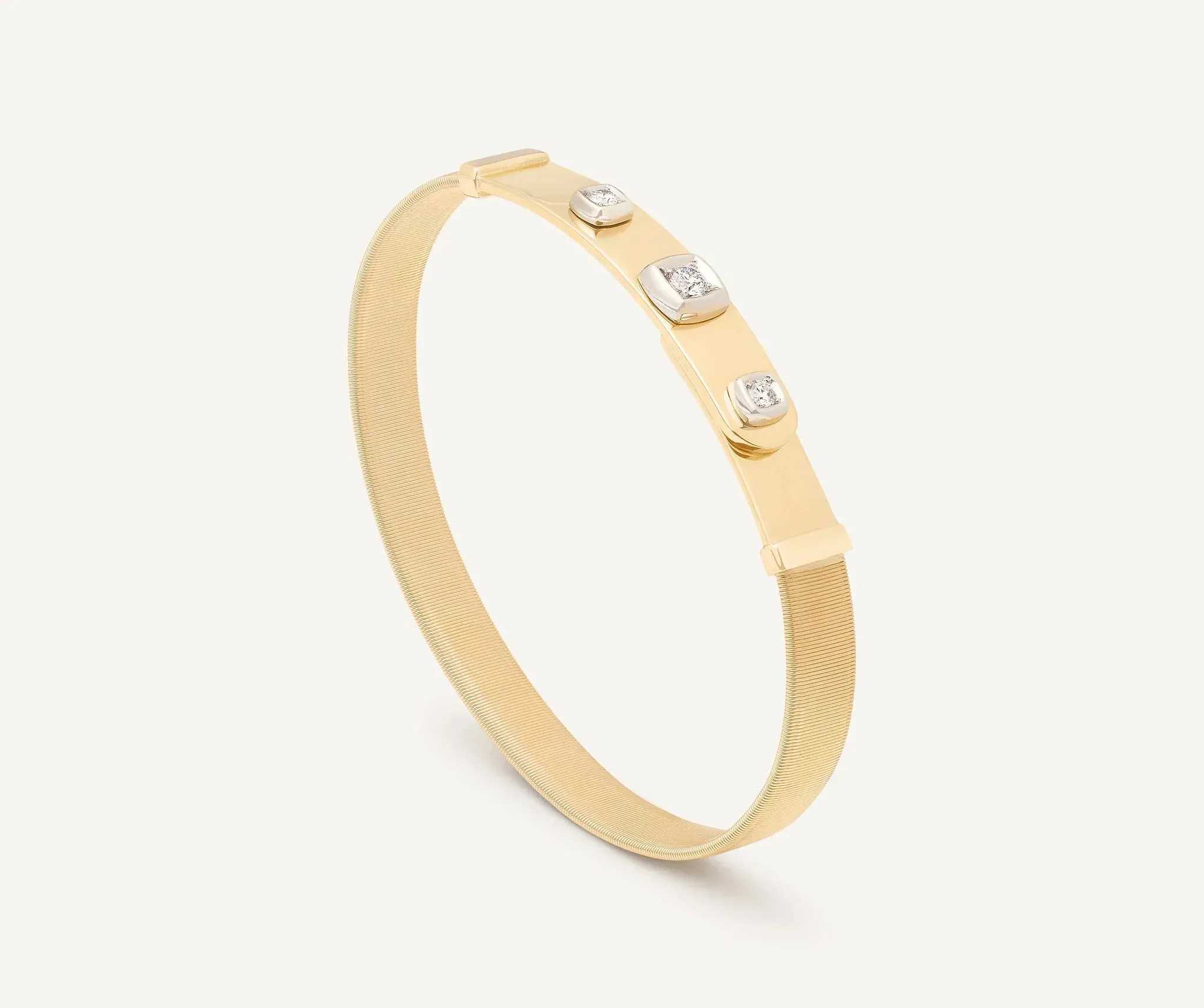 Marco Bicego Masai 18ct Yellow Gold Coil 0.21ct Diamond Bangle sold by Jura Watches