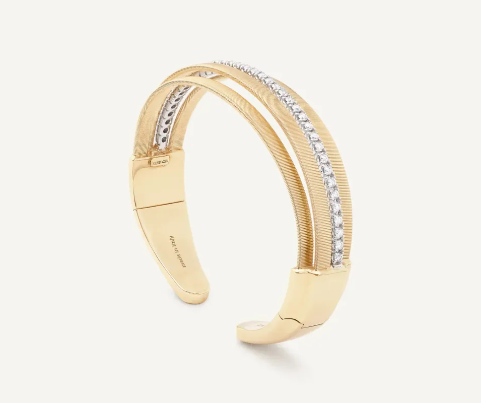 Marco Bicego Masai 18ct Yellow Gold Coil 0.95ct Diamond Bangle sold by Jura Watches