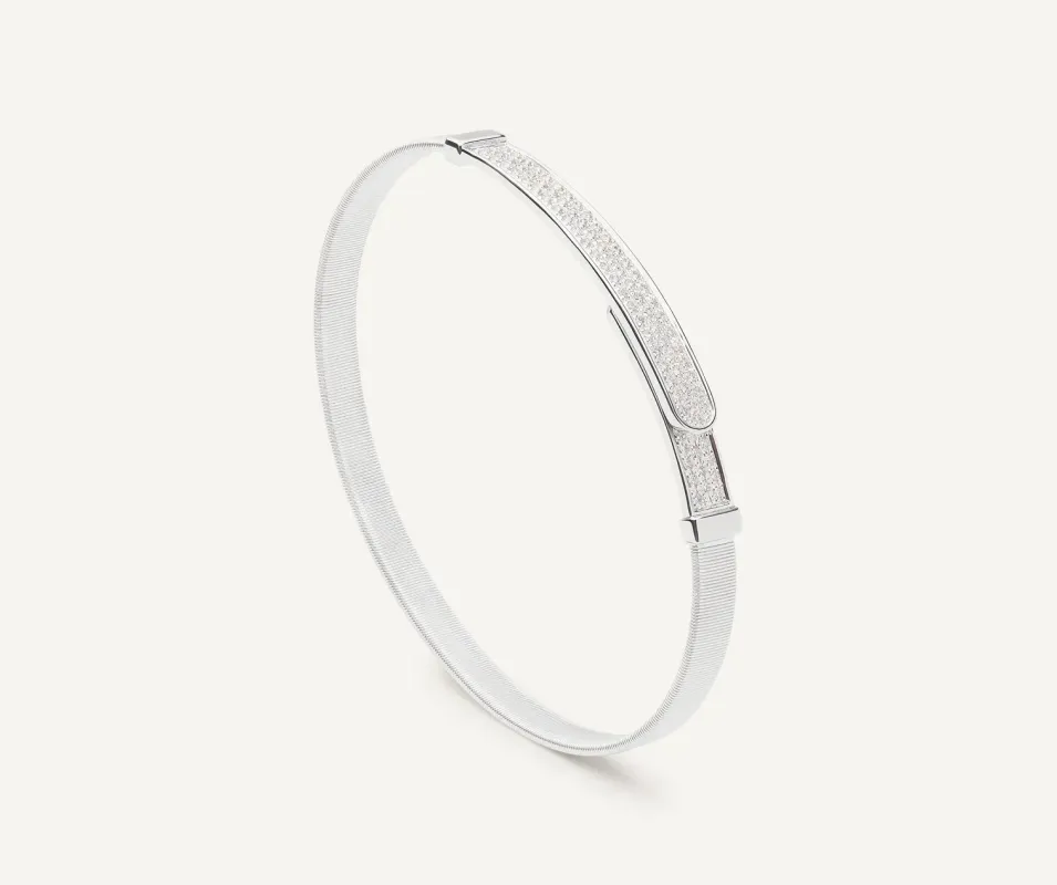 Marco Bicego Masai 18ct White Gold Coil 0.50ct Diamond Bangle sold by Jura Watches