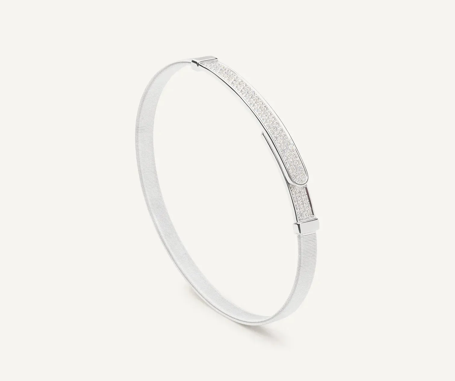 Marco Bicego Masai 18ct White Gold Coil 0.50ct Diamond Bangle sold by Jura Watches