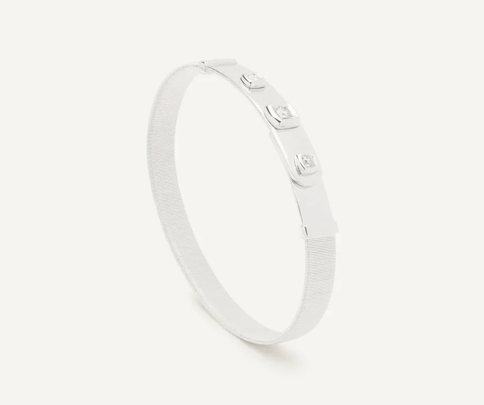 Marco Bicego Masai 18ct White Gold Coil 0.21ct Diamond Bangle sold by Jura Watches