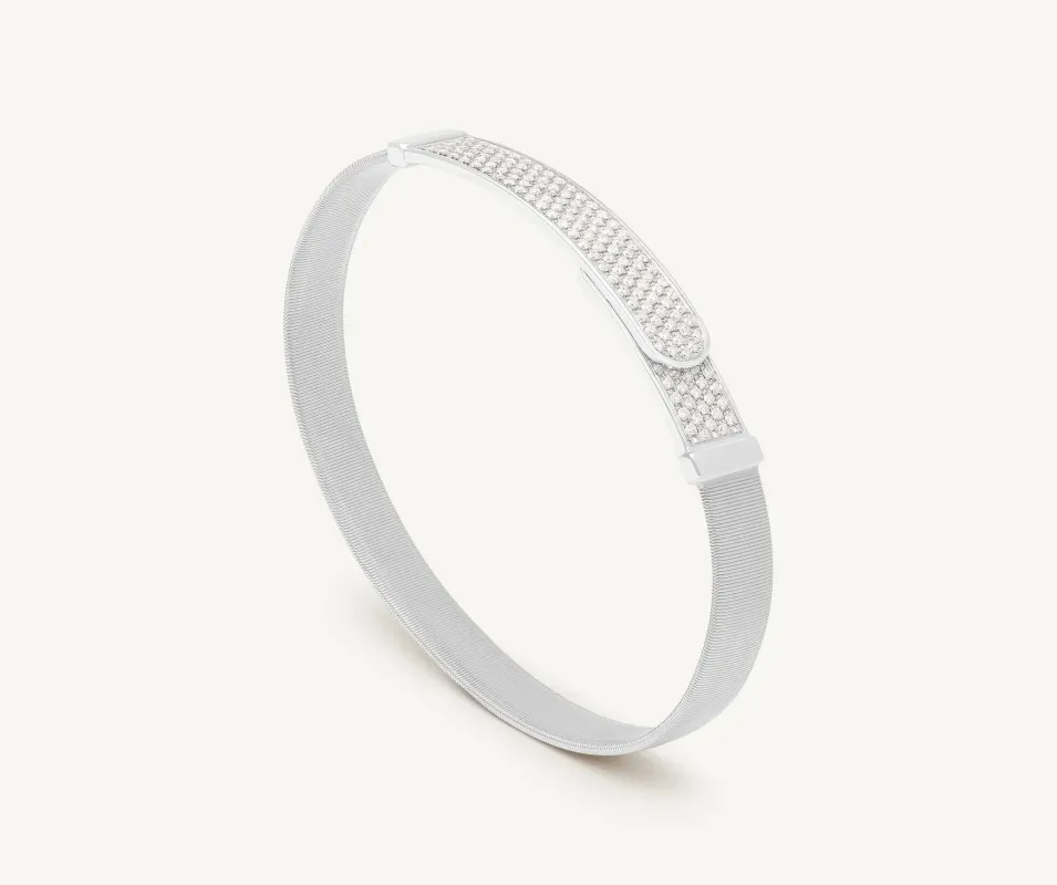 Marco Bicego Masai 18ct White Gold Coil 0.8ct Diamond Bangle sold by Jura Watches