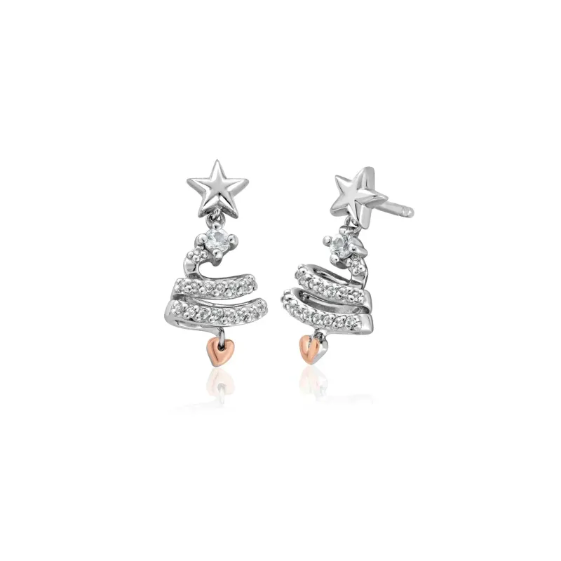 Clogau Sterling Silver Christmas Tree Drop Earrings sold by Jura Watches