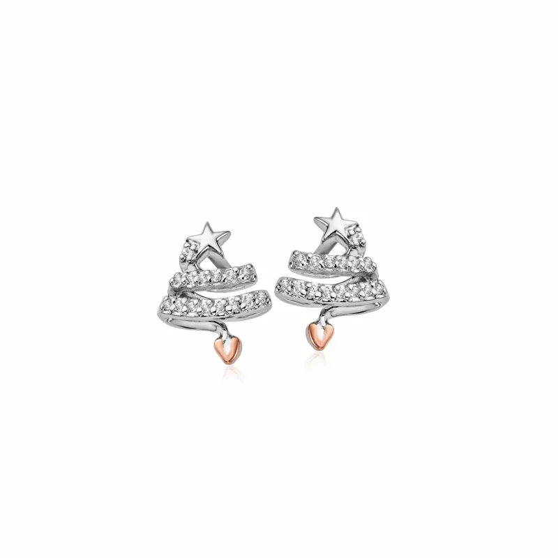 Clogau Sterling Silver Christmas Tree Stud Earrings sold by Jura Watches