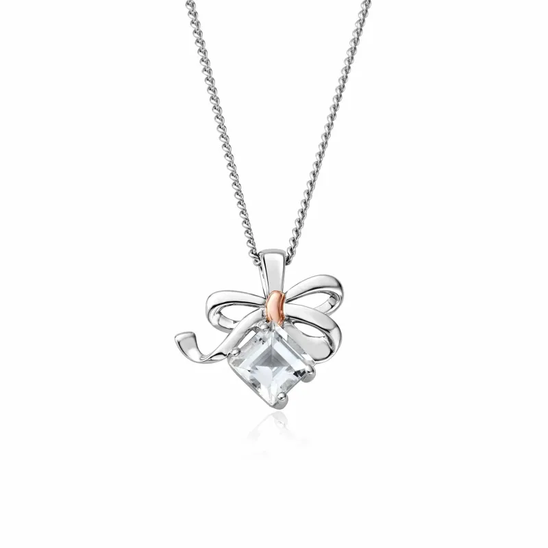 Clogau Sterling Silver Christmas Bow Necklace sold by Jura Watches