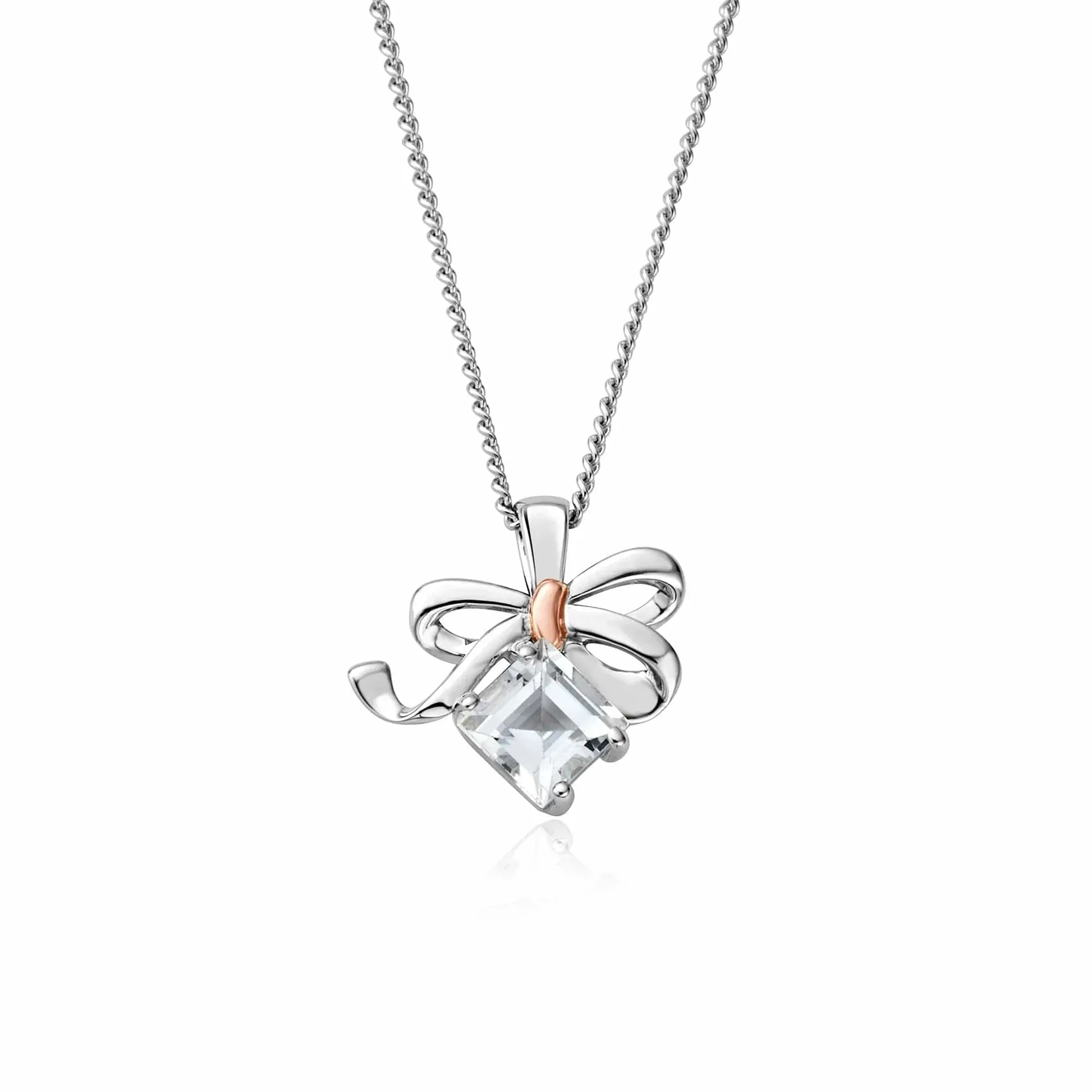 Clogau Sterling Silver Christmas Bow Necklace sold by Jura Watches