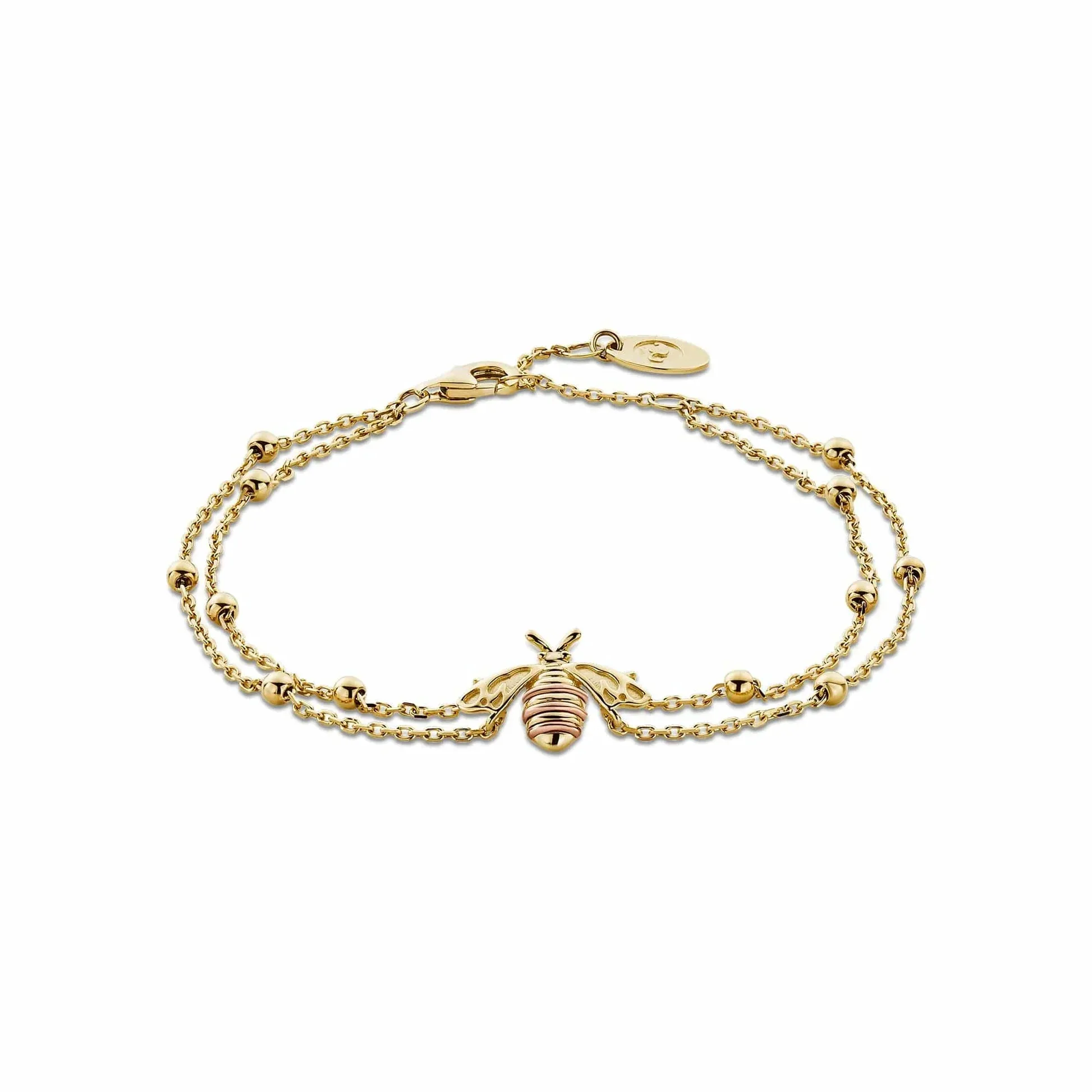 Clogau Nature's Wonder 9ct Solid Gold Honey Bee Double-Chain Bracelet sold by Jura Watches
