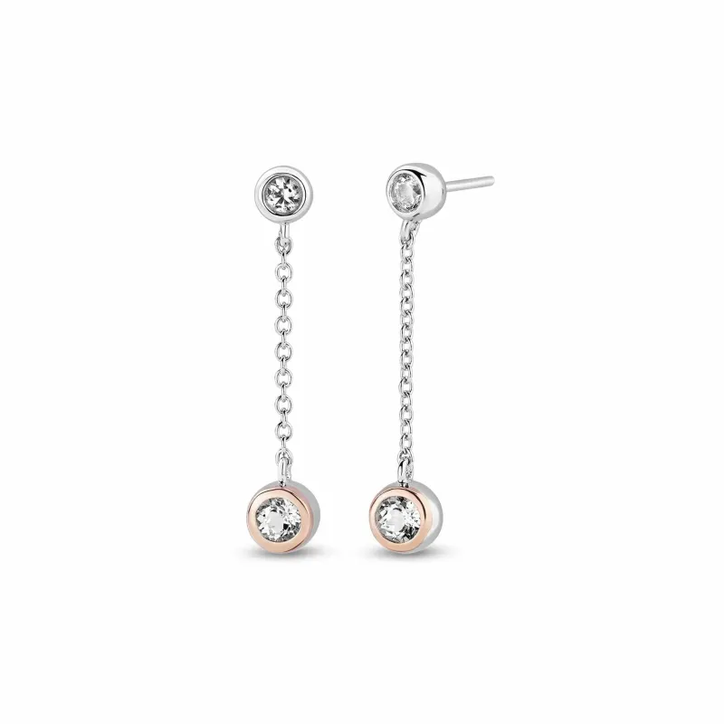 Clogau Celebration Sterling Silver Drop Chain Earrings with Topaz sold by Jura Watches