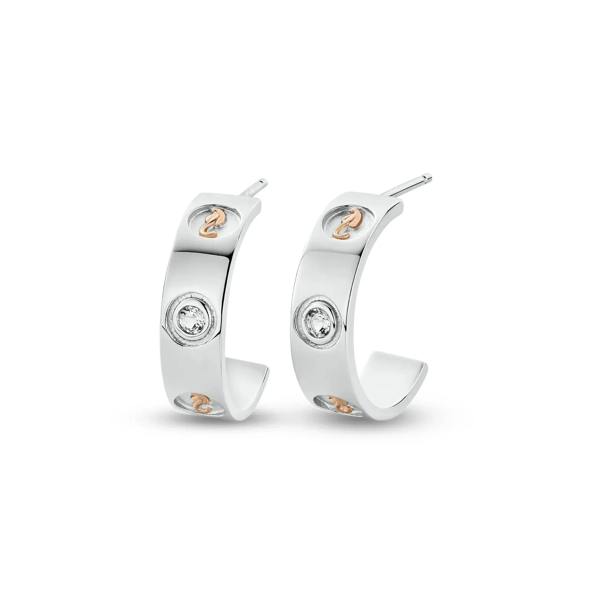 Clogau Insignia Sterling Silver Half-Hoop Earrings with Topaz sold by Jura Watches