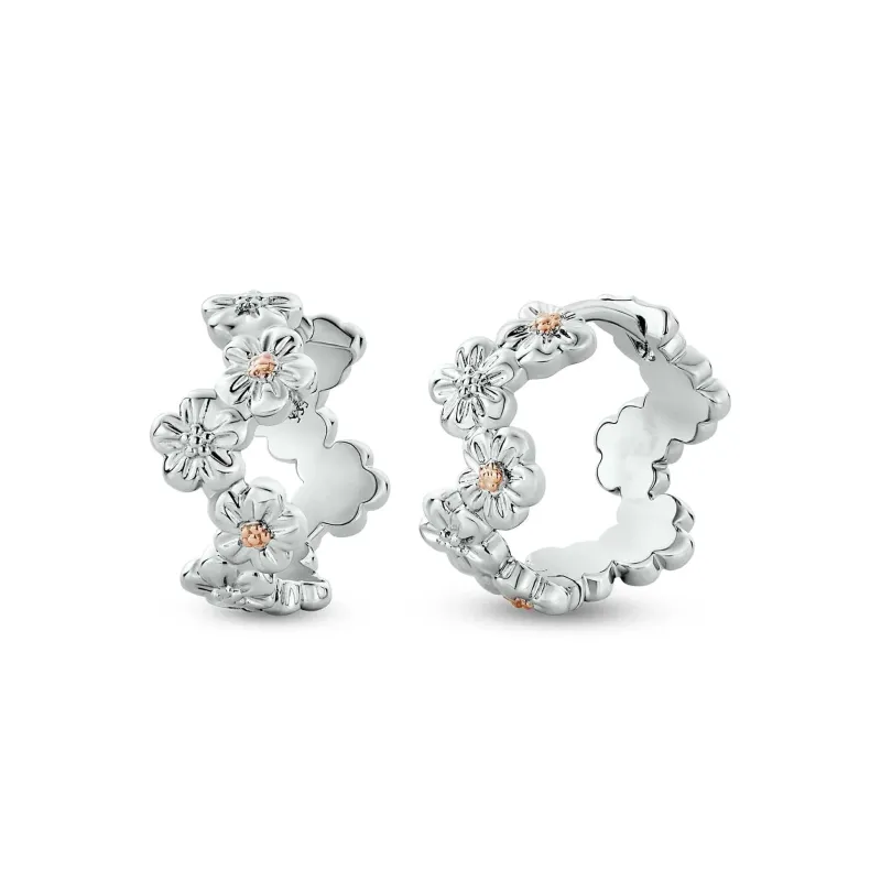 Clogau Nature's Wonder Sterling Silver Forget-Me-Not Huggie Hoop Earrings sold by Jura Watches