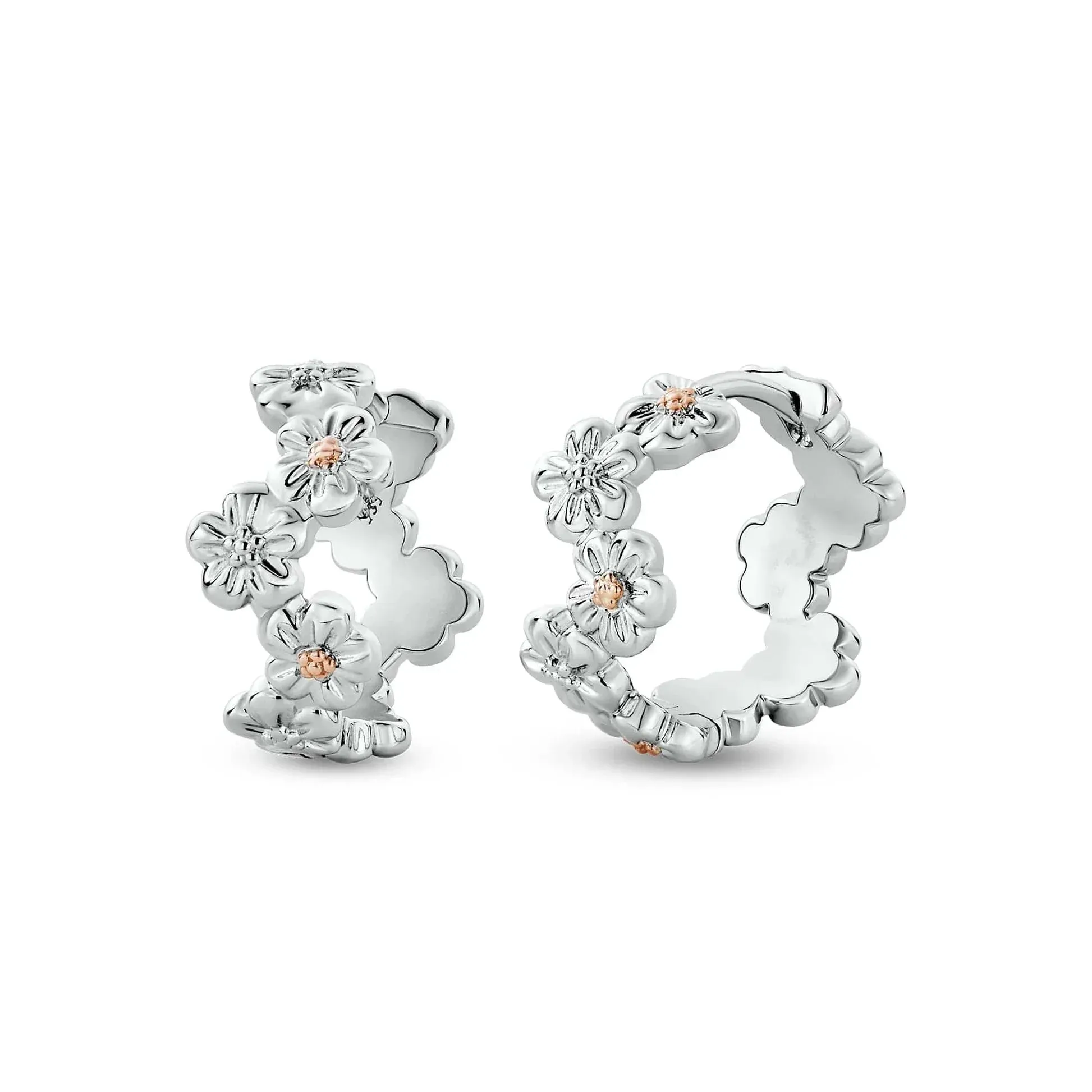 Clogau Nature's Wonder Sterling Silver Forget-Me-Not Huggie Hoop Earrings sold by Jura Watches