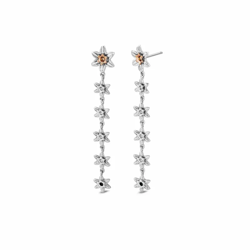 Clogau Nature's Wonder Sterling Silver Daffodil Drop-Hoop Earrings sold by Jura Watches