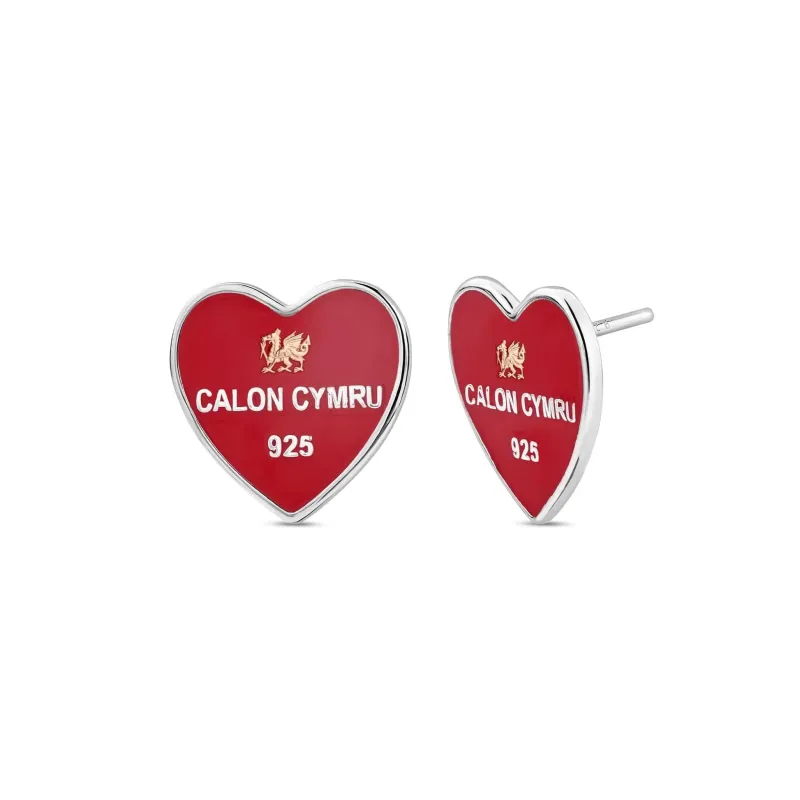 Clogau WRU Sterling Silver Welsh Heart Stud Earrings sold by Jura Watches