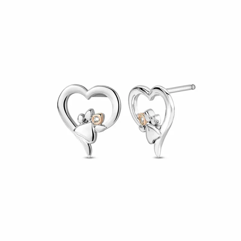Clogau Paw Prints Sterling Silver Heart Stud Earrings with Topaz sold by Jura Watches