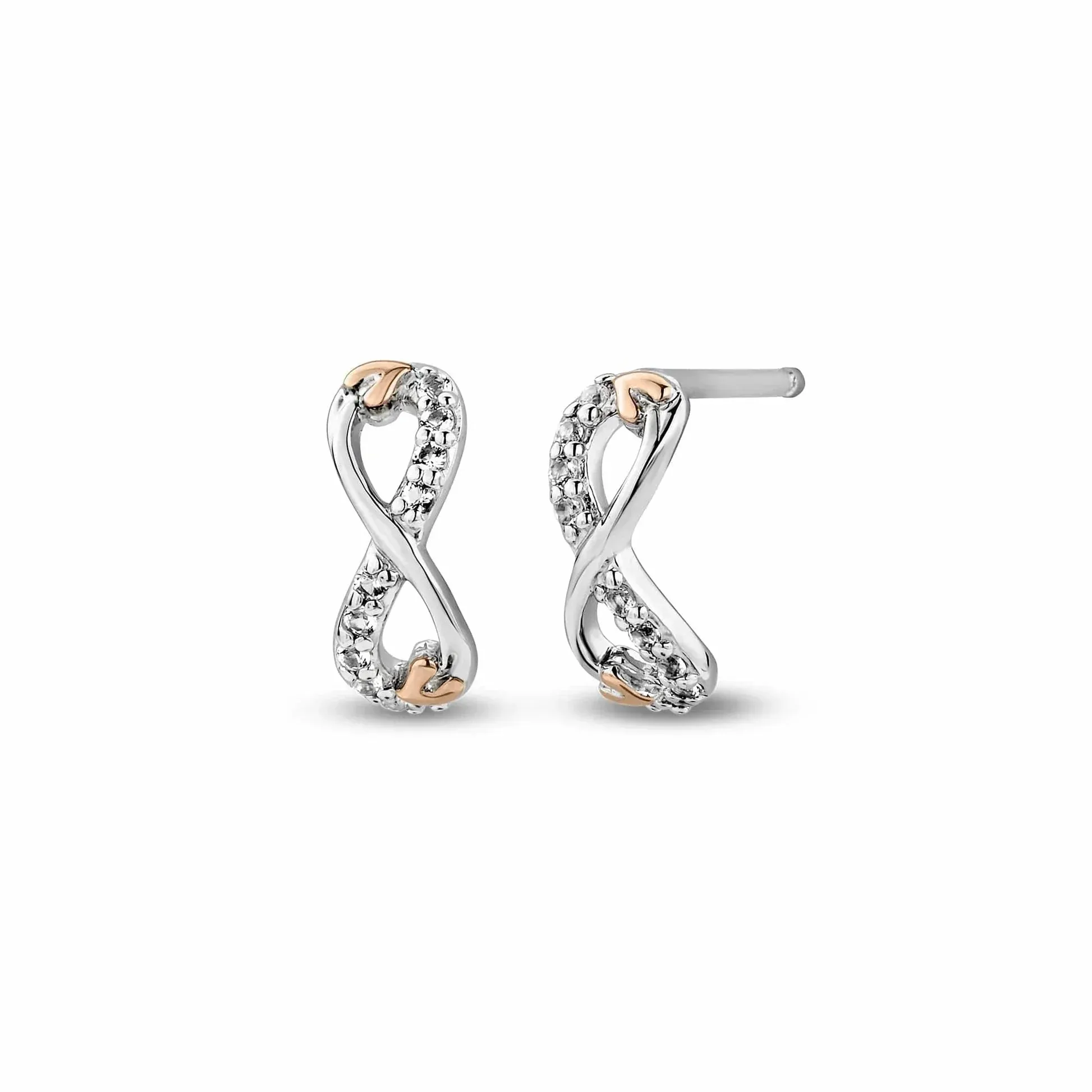 Clogau Tree of Life Sterling Silver Infinity Stud Earrings with Topaz sold by Jura Watches