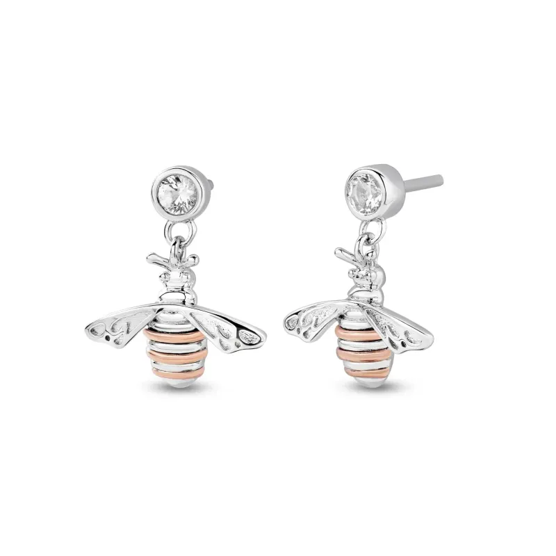 Clogau Nature's Wonder Sterling Silver Honey Bee Drop Earrings with Topaz sold by Jura Watches
