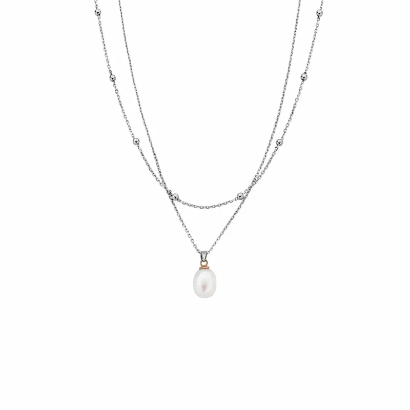 Clogau Nature's Wonder Sterling Silver Beachcomber Layered Necklace with Pearl sold by Jura Watches
