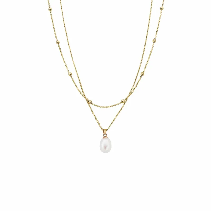 Clogau Nature's Wonder 9ct Solid Gold Beachcomber Layered Necklace with Pearl sold by Jura Watches
