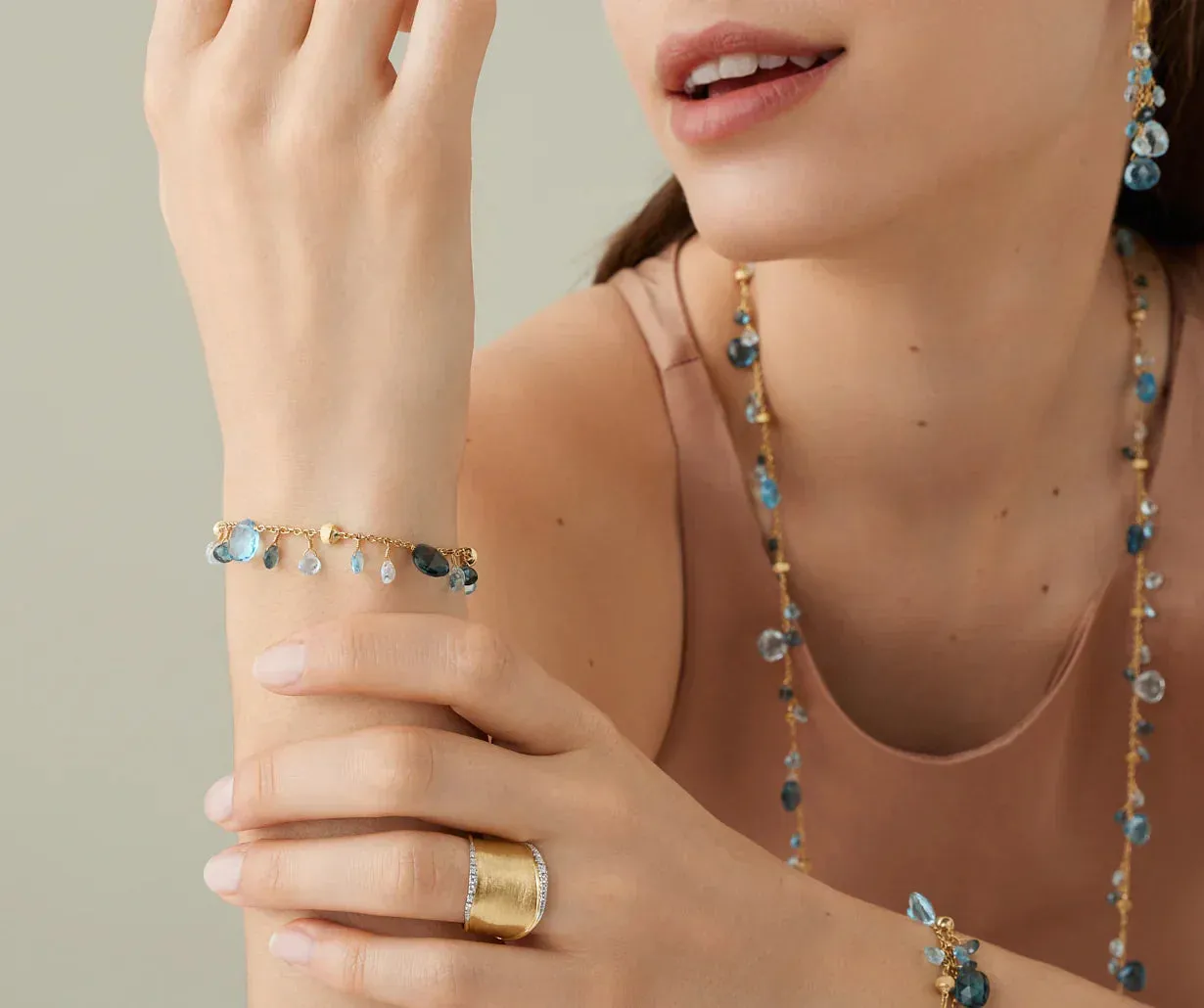 Marco Bicego Paradise Alta 18ct Yellow Gold Blue Topaz Bracelet sold by Jura Watches product image thumbnail 2