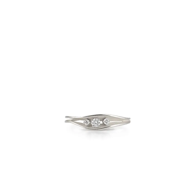 Annamaria Cammilli 18ct White Ice Gold 0.13ct Diamond Dune Series Stacking Ring sold by Jura Watches