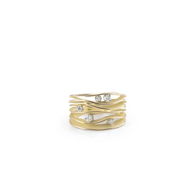 Annamaria Cammilli 18ct Lemon Bamboo 0.28ct Diamond Dune Series Ring sold by Jura Watches