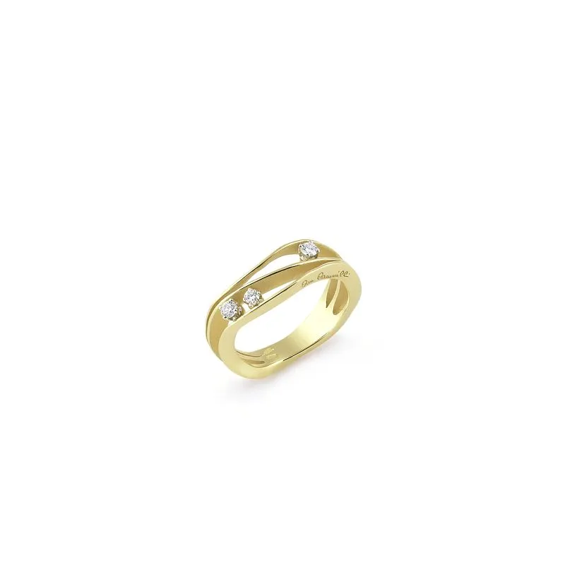 Annamaria Cammilli 18ct Lemon Bamboo Gold 0.19ct Diamond Dune Series Ring sold by Jura Watches