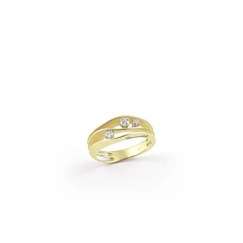 Annamaria Cammilli 18ct Lemon Bamboo Gold 0.13ct Diamond Dune Series Stacking Ring sold by Jura Watches