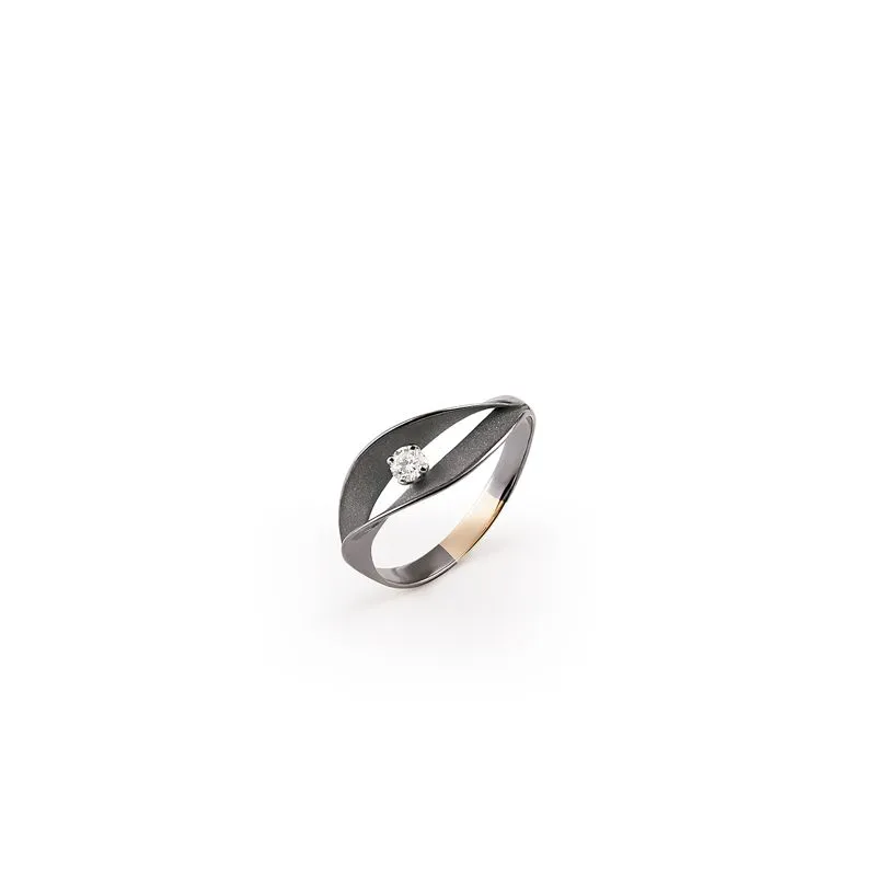 Annamaria Cammilli 18ct Black Lava Gold 0.1ct Diamond Dune Assolo Series Ring sold by Jura Watches