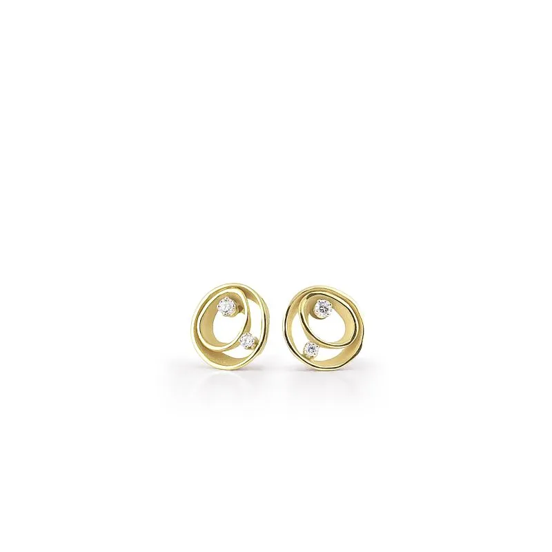 Annamaria Cammilli 18ct Lemon Bamboo Gold 0.18ct Diamond Dune Series Earrings sold by Jura Watches