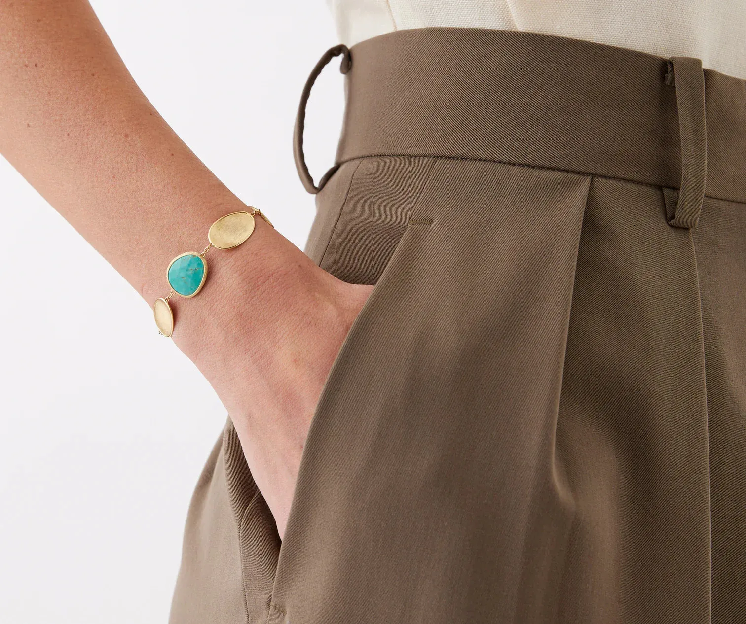 Marco Bicego Lunaria Colour 18ct Yellow Gold and Turquoise Bracelet sold by Jura Watches product image thumbnail 3