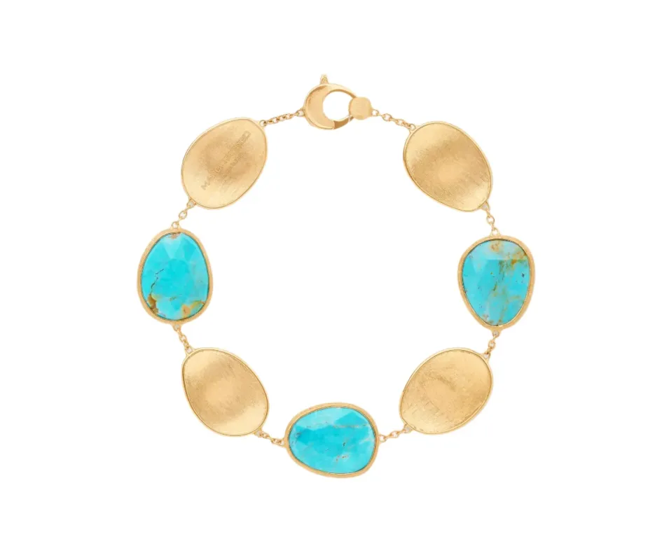 Marco Bicego Lunaria Colour 18ct Yellow Gold and Turquoise Bracelet sold by Jura Watches