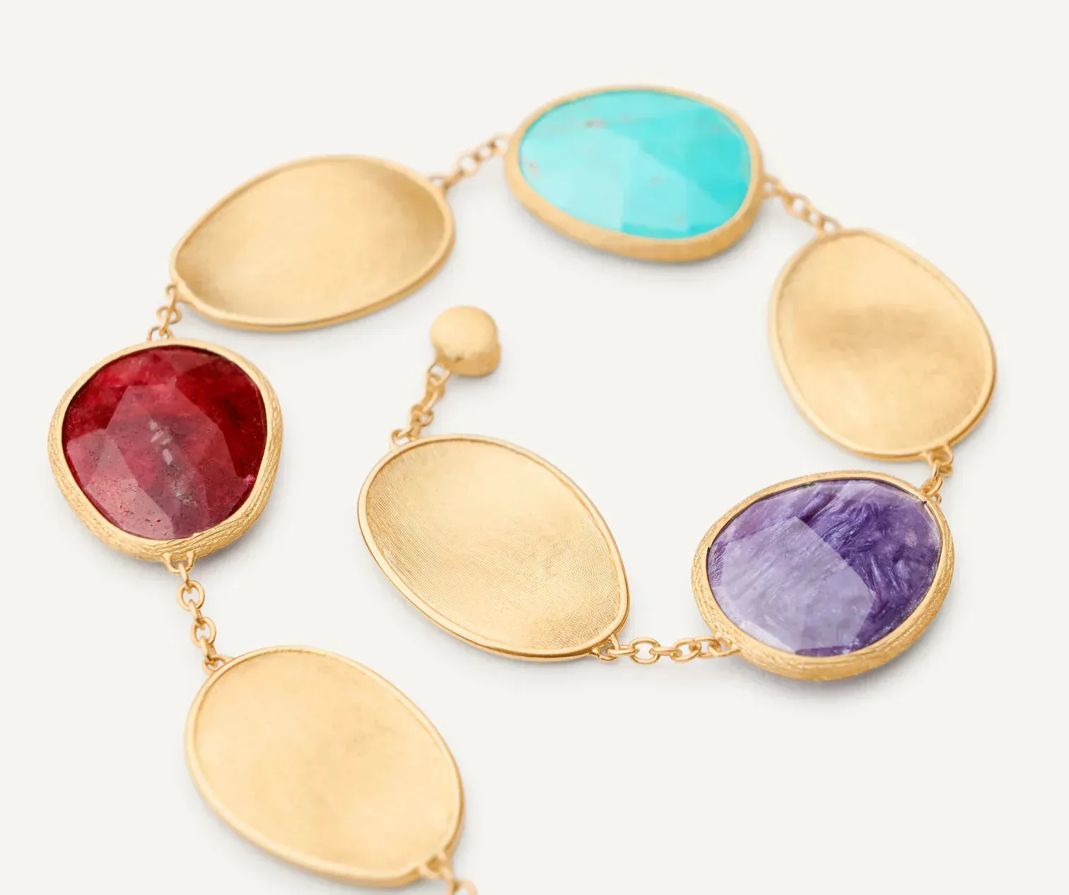 Marco Bicego Lunaria Colour 18ct Yellow Gold Turquoise, Thulite & Charoite Bracelet sold by Jura Watches product image thumbnail 2