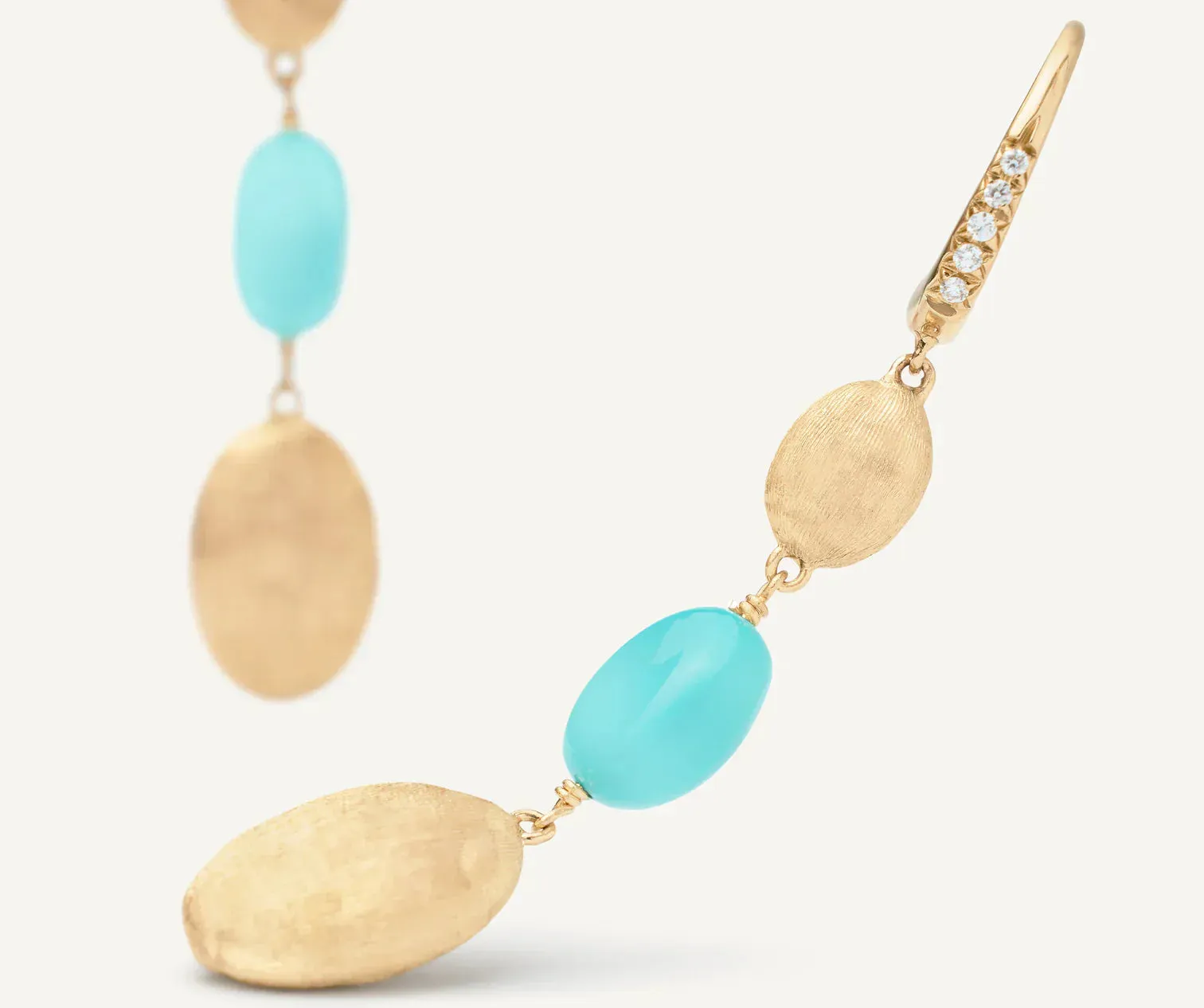 Marco Bicego Siviglia 18ct Yellow Gold Diamond & Turquoise Drop Single Earring sold by Jura Watches product image thumbnail 2